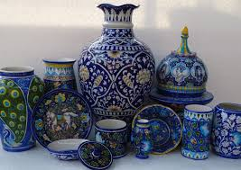 Blue pottery jars and tiles